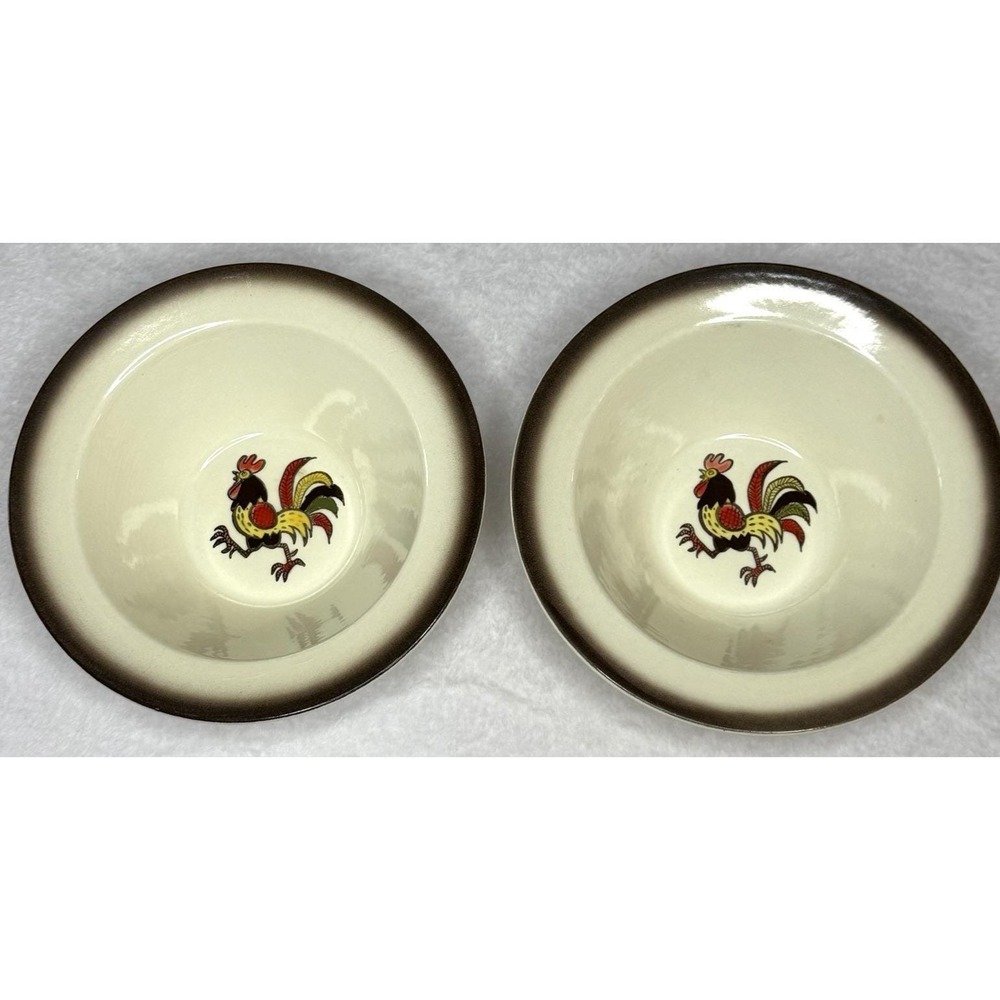 2 Metlox Poppytrail Red Rooster 7.25" Cereal Bowls Retro Vintage CA USA